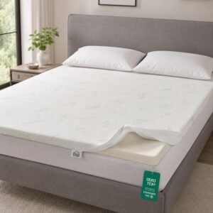 Memory foam mattress topper 4cm with bamboo cover on bed