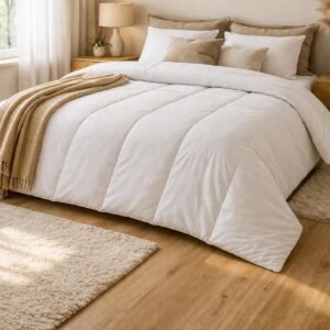 Snoozel microfibre duvet on a made bed in a bright bedroom