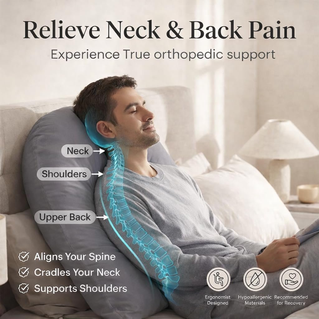 V shaped support pillow in use