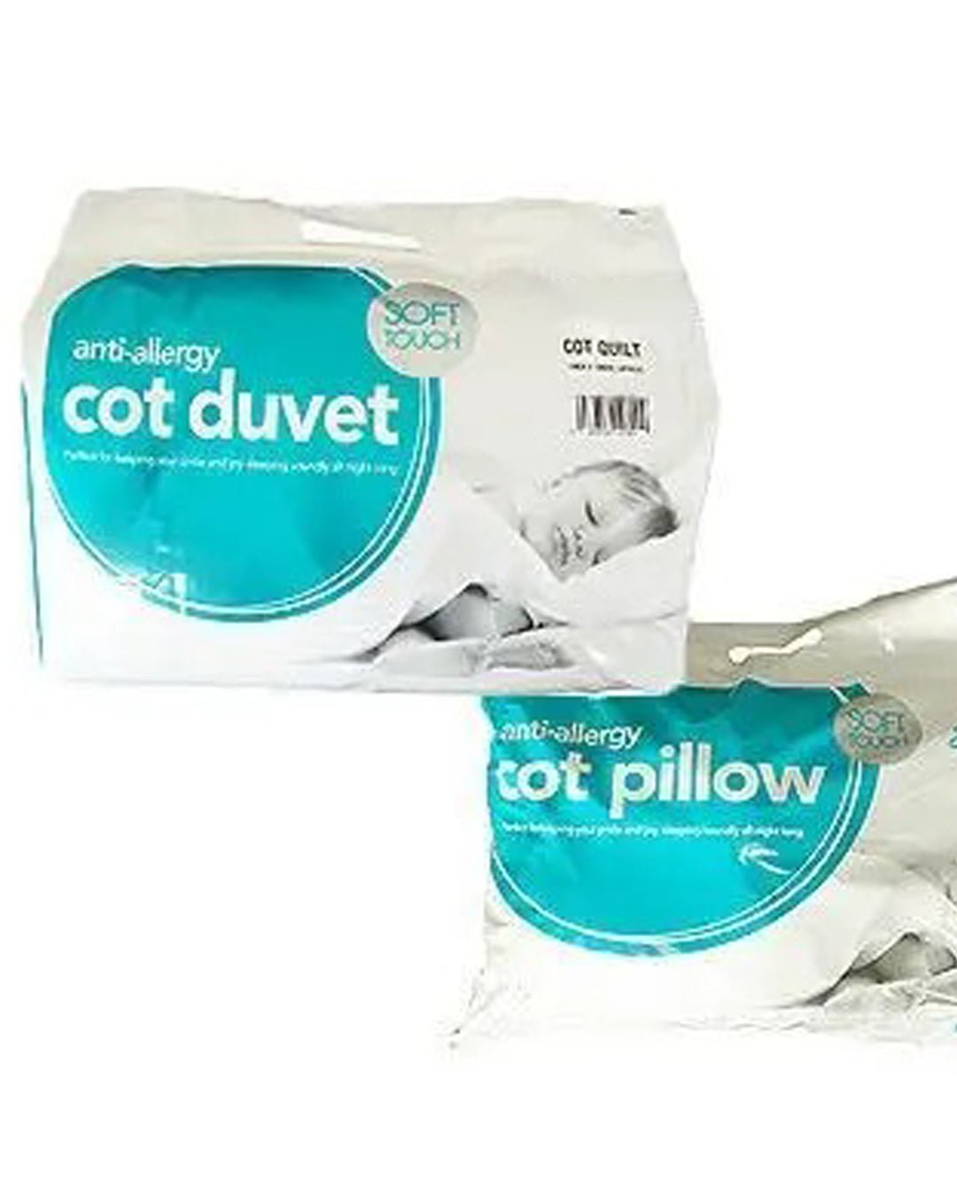 Anti-allergy 7.5 tog cot bed duvet and pillow set