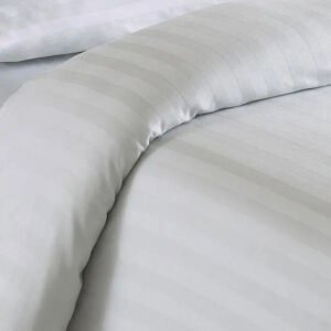 Silver Blenheim satin stripe cotton duvet cover and pillowcase set