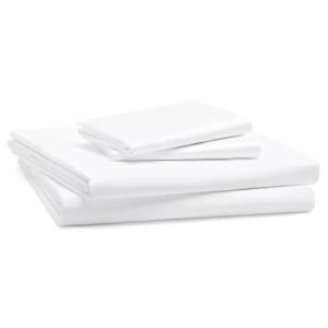 White polycotton percale fitted sheet